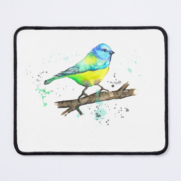 Item preview, Blue tit on branch designed and sold by Rosaliartbook.