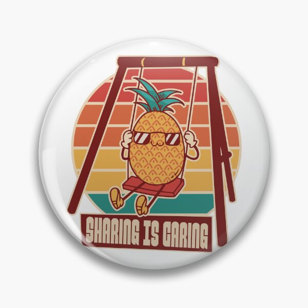 Item preview, Pineapple on a swing and the saying "Sharing is caring" designed and sold by Rob-Son.