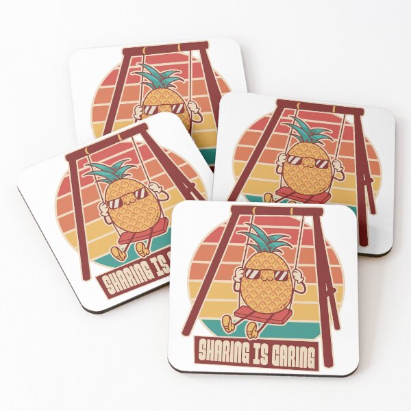 Item preview, Pineapple on a swing and the saying "Sharing is caring" designed and sold by Rob-Son.