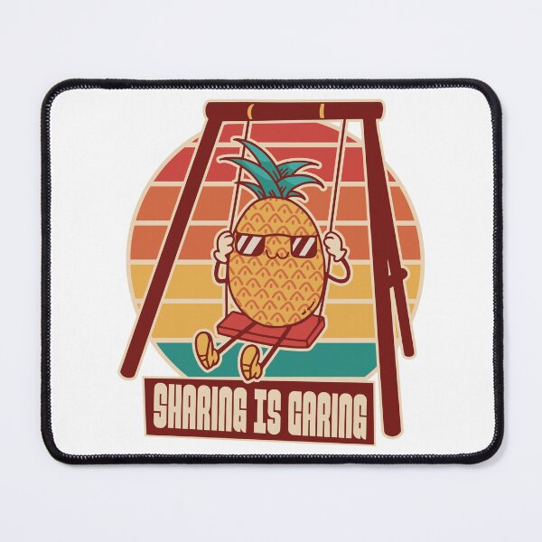 Item preview, Pineapple on a swing and the saying "Sharing is caring" designed and sold by Rob-Son.