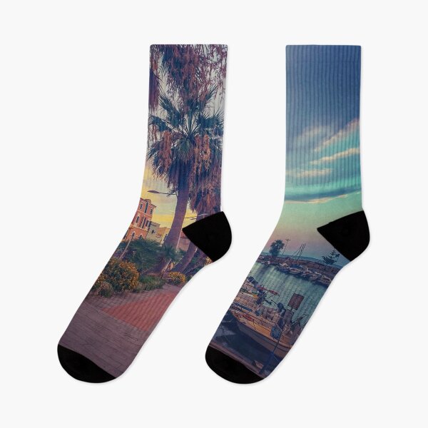 Artikelvorschau, Sommer-Sonnenuntergang-Palmen-Boots-Küsten-Reise-Urlaub Italien entworfen und verkauft von eleonoraingrid.
