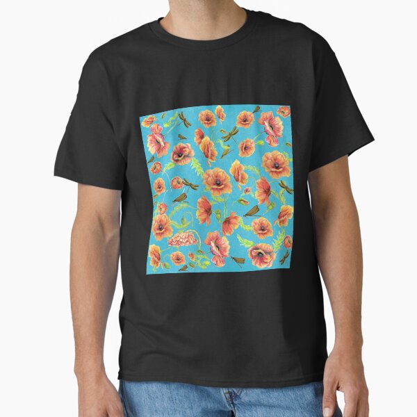 Item preview, Poppies and dragonflies on aqua designed and sold by CheranY.