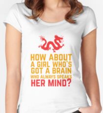 Camiseta entallada de cuello redondo ¿Qué tal una chica que tiene un cerebro?