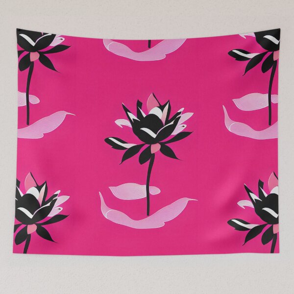 Item preview, Lotus Flower in Pink & Black - Bold Design designed and sold by tinytiger77.