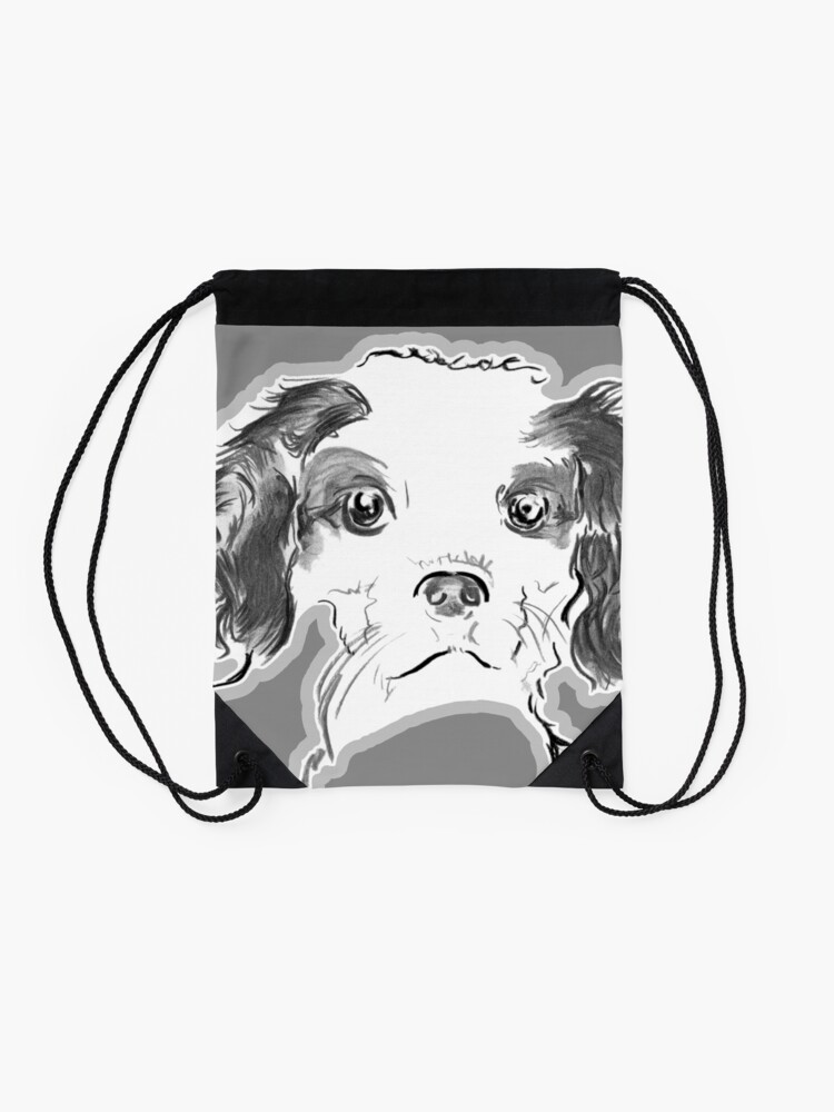 Alternate view of Cavalier King Charles Spaniel Puppy Drawing Drawstring Bag