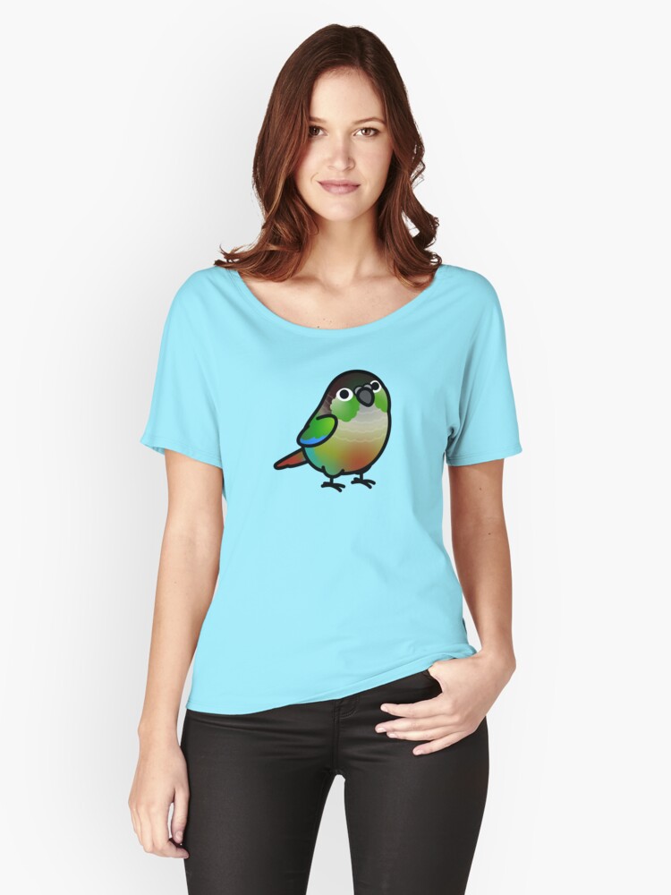Thumbnail 1 of 3, Relaxed Fit T-Shirt, Chubby Green Cheek Conure designed and sold by birdhism.