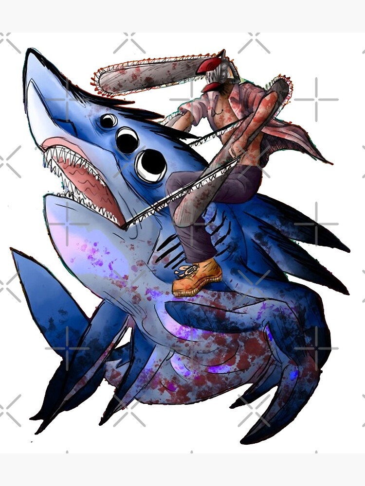 "Chainsaw man riding shark" Poster for Sale by Sonic-ip | Redbubble