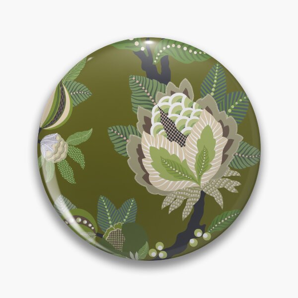 Item preview, Jacobean Floral Olive Green designed and sold by Sarah Thorpe Designs .