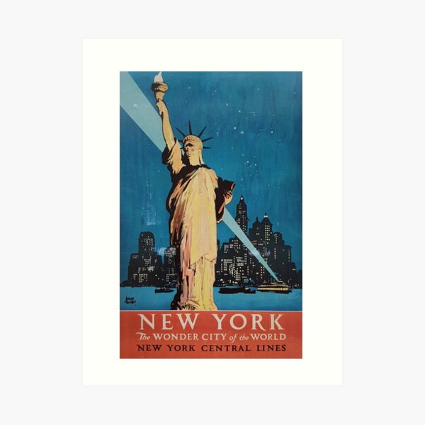 Vintage Statue of Liberty New York City Travel Art Print
