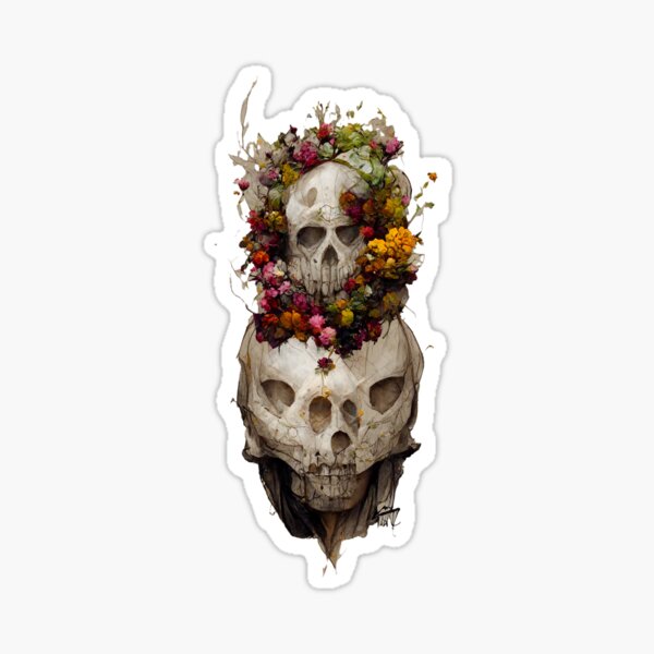 Skull Flowers Two Sticker