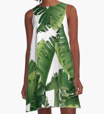 Bananenblätter Grün A-Linien Kleid