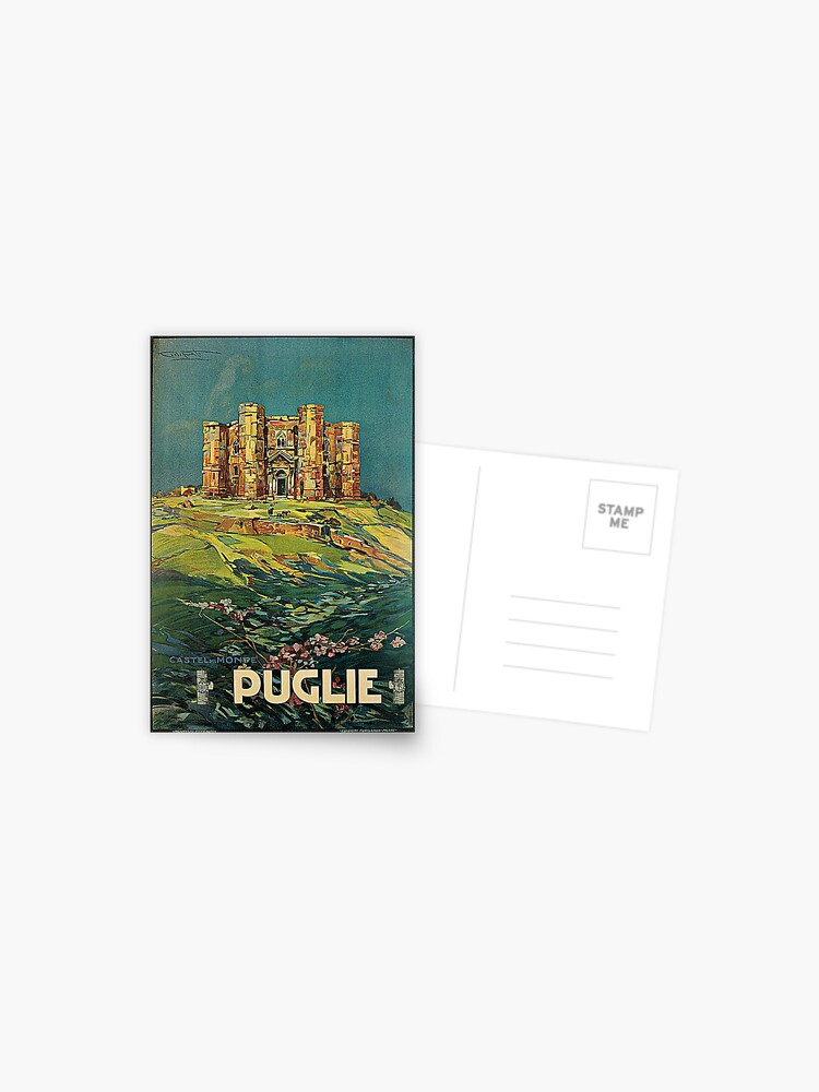 Carte Postale Vintage Puglia Italy Castle Voyage Par Pdgraphics Redbubble