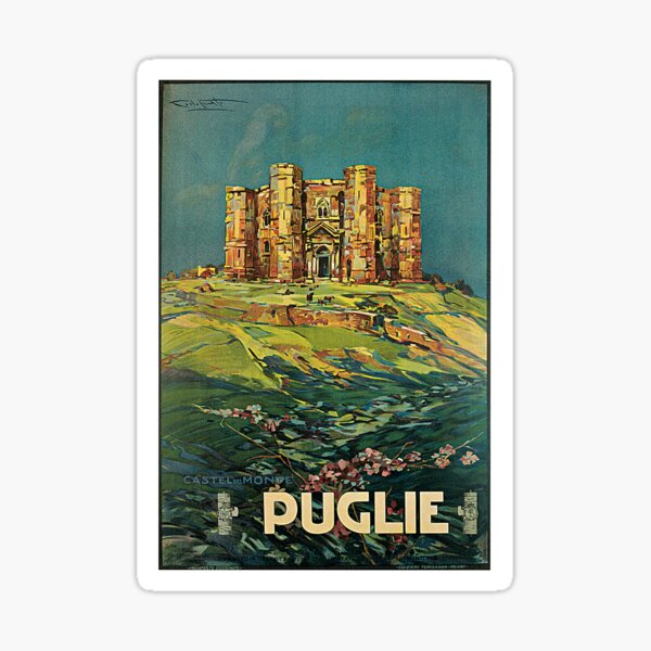 Vintage Puglia Italy Castle Travel Sticker