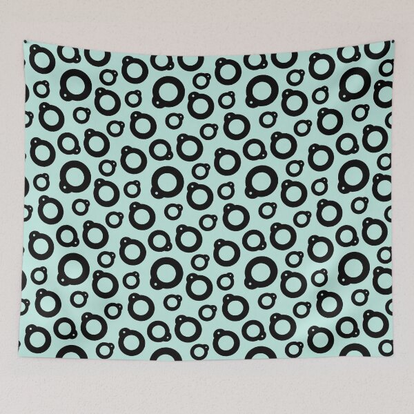 Item preview, Blythe Doll Pullring Silhouette Seamless Pattern - Mint and Black designed and sold by FreyaDraws.