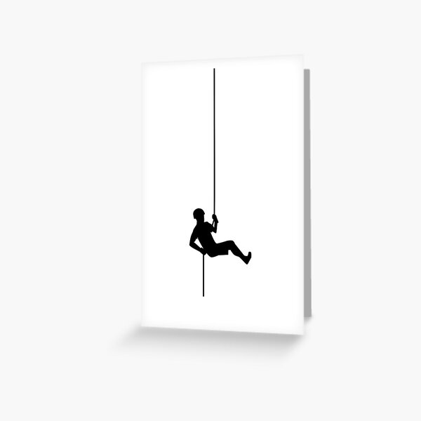 Simple Black Rappelling Silhouette Greeting Card