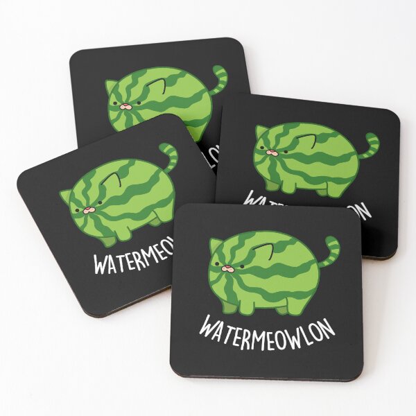 Item preview, Water-meow-lon Funny Watermelon Puns (Dark BG) designed and sold by punnybone.