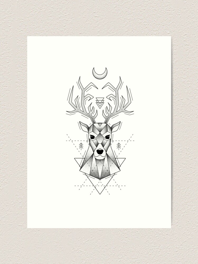 Geometric Deer Print Art Print
