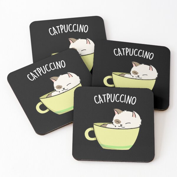 Item preview, Catpuccino Funny Coffee Cat Puns (Dark BG) designed and sold by punnybone.