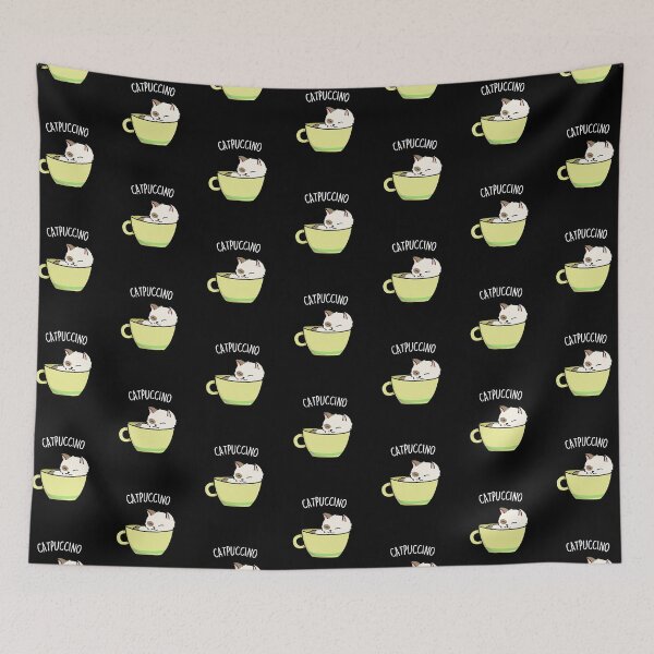 Item preview, Catpuccino Funny Coffee Cat Puns (Dark BG) designed and sold by punnybone.