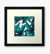 Banana Leaves Teal Framed Print