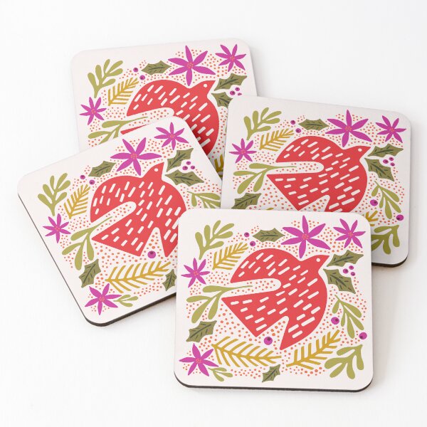 Item preview, Holiday Bird and Florals on Lace White designed and sold by cindytomczyklee.