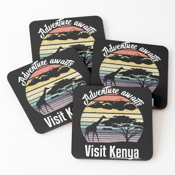 Item preview, Adventure Awaits Visit Kenya Vintage Sunset Safari - Black designed and sold by PearlMoonGrapes.