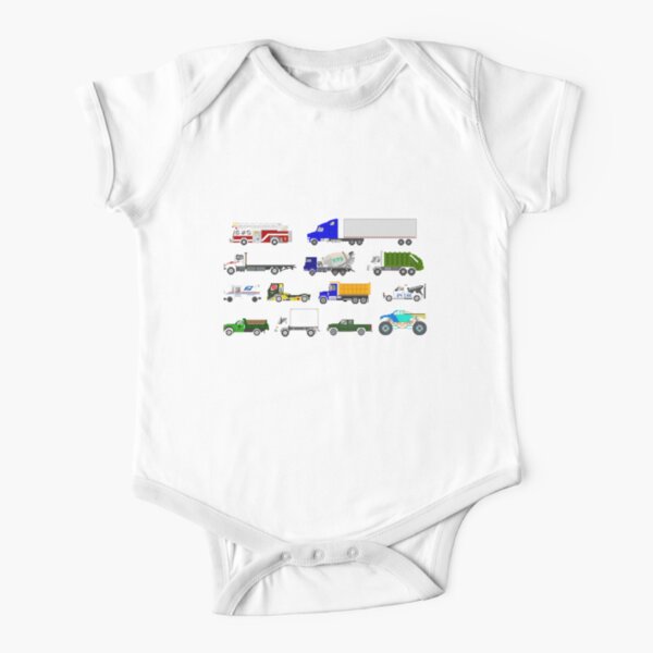 Trucks - The Kids' Picture Show Short Sleeve Baby One-Piece
