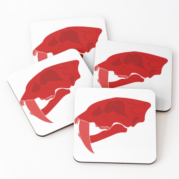 Item preview, Red Smilodon Skull / Red Saber Tooth Cat Skull designed and sold by prehistoricco.