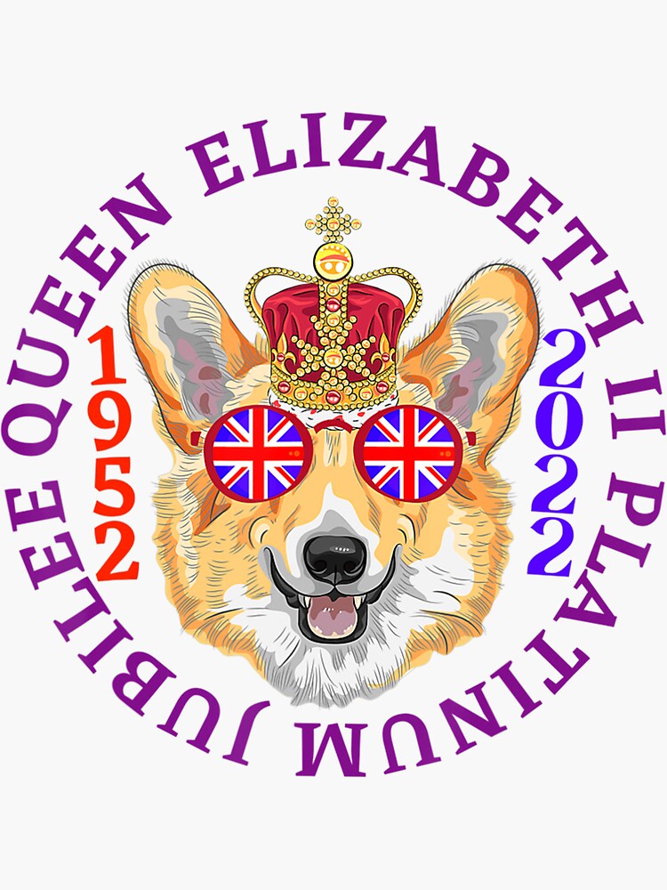 "Queen's Platinum Jubilee queen british Flag dog lover" Sticker for