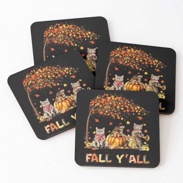 Item preview, Happy Fall Y'all Fun Cats Autumn Lover Pumpkins Halloween  designed and sold by Miriam Brayan.