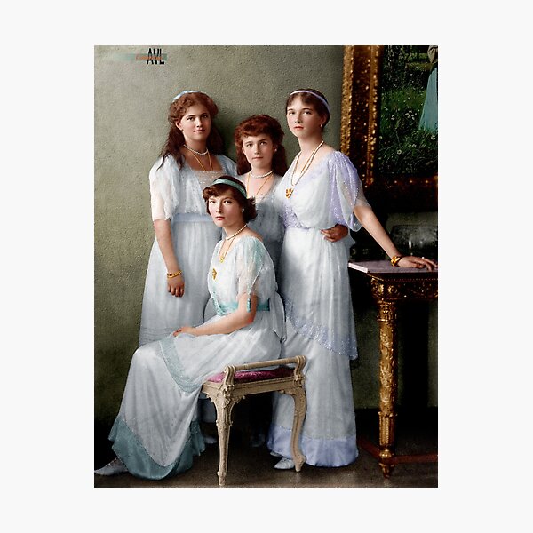 Colorized Romanoff Sisters, circa 1913-14 OTMA Photographic Print