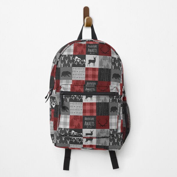 Item preview, Adventure Awaits Patchwork - Red And Black Woodland designed and sold by SugarPineDesign.