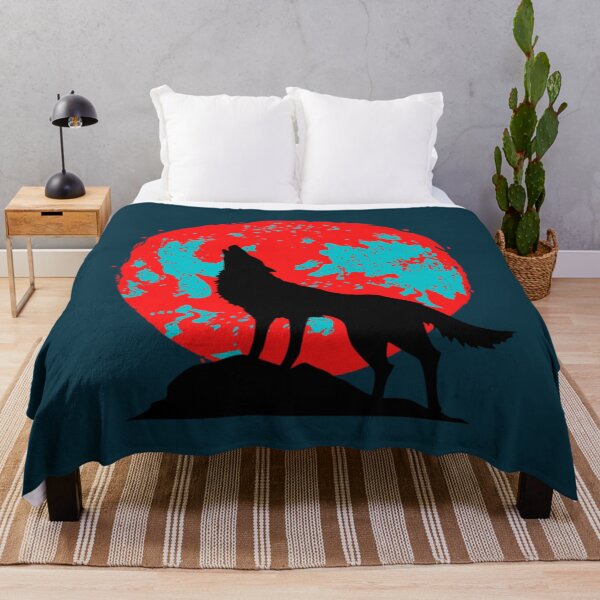 Item preview, Red and green wolf on the moon Wolf fans Wolf lovers designed and sold by TeesBsStore.