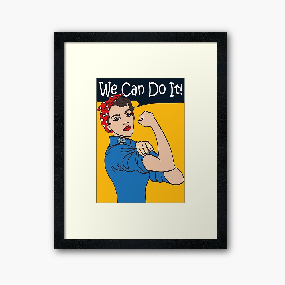 We Can Do It. Iconic woman's fist/symbol of female power and industry.  Modern design inspired by classic american poster. Stock Illustration