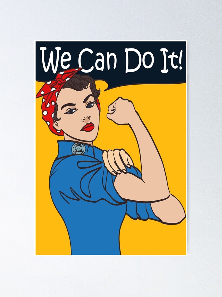 We Can Do It. Iconic woman's fist/symbol of female power and industry.  Modern design inspired by classic american poster. Stock Illustration