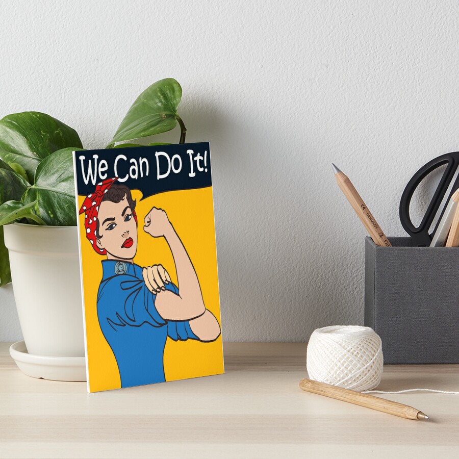 We Can Do It. Iconic woman's fist/symbol of female power and industry.  Modern design inspired by classic american poster. Stock Illustration