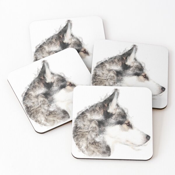 Item preview, Black And white Siberian Husky Watercolour Artwork designed and sold by Typeglyphs.