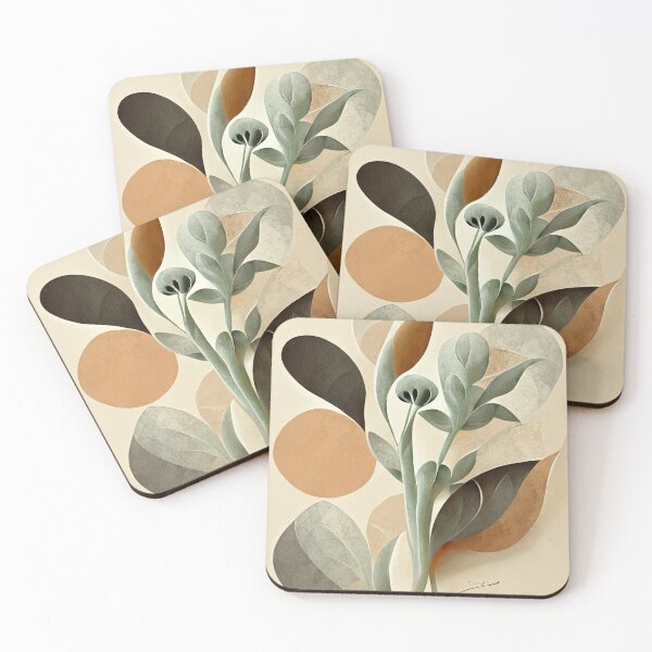 Item preview, Abstract Plants Natural Tones Colors Boho designed and sold by deificusArt.