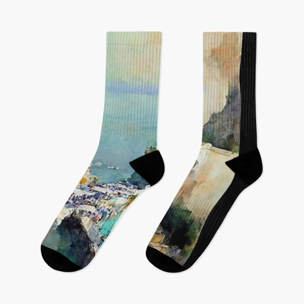 Item preview, Abstract Amalfi Coast Watercolor Italy Italian City designed and sold by deificusArt.