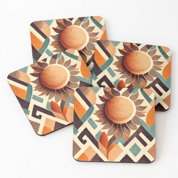 Artikelvorschau, Boho Sun Pattern Minimalistic Retro Warm Tones Summer Vibes entworfen und verkauft von deificusArt.