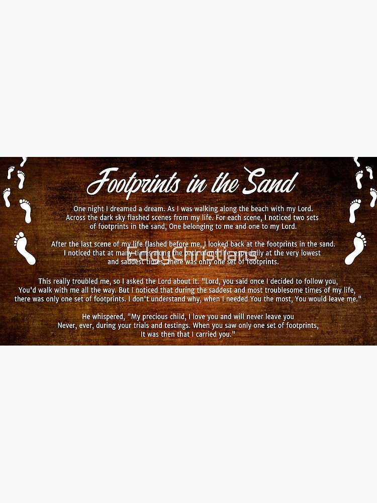 "Footprints in the sand 14 Poem Quote Lyrics Prayer Song Jesus