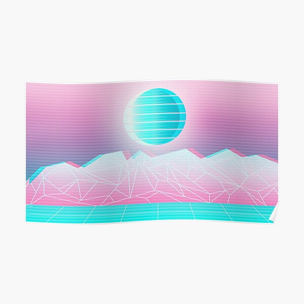 Vaporwave Mountains Poster