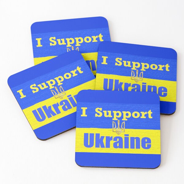 Item preview, I Support Ukraine flag with trident designed and sold by Hunnybugs.