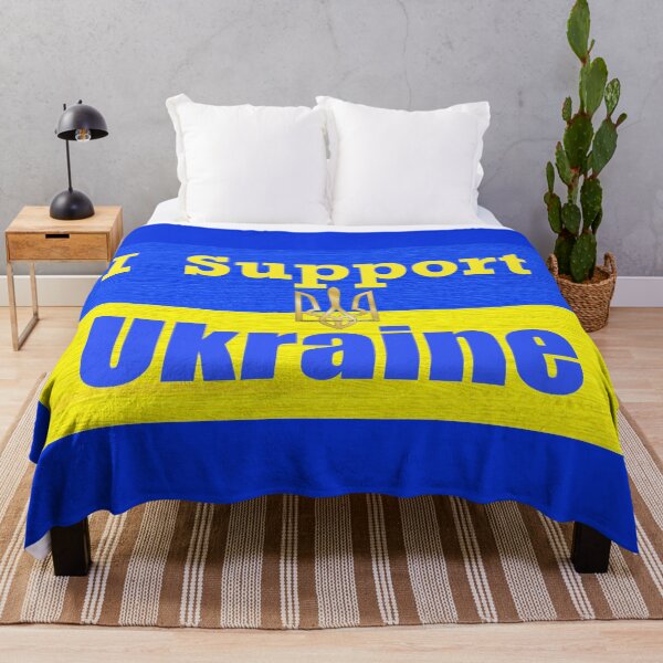 Item preview, I Support Ukraine flag with trident designed and sold by Hunnybugs.