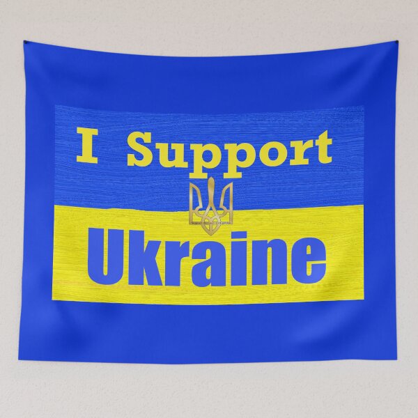 Item preview, I Support Ukraine flag with trident designed and sold by Hunnybugs.