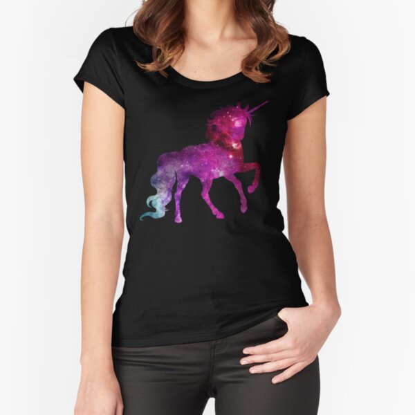 Unicorn Sparkle Space Galaxy T-Shirt Fitted Scoop T-Shirt