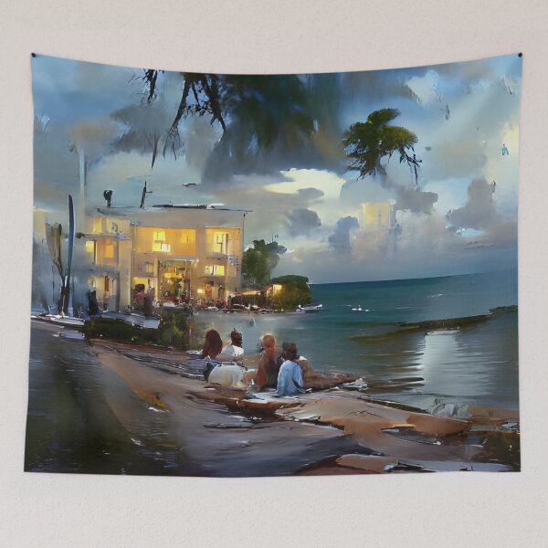 Item preview, Beach Coconut Grove villa in the evening designed and sold by EdwardBratton.