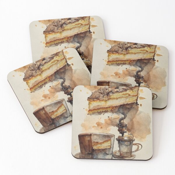 Artikelvorschau, Coffee and Cake Coffee Shop Watercolor entworfen und verkauft von deificusArt.