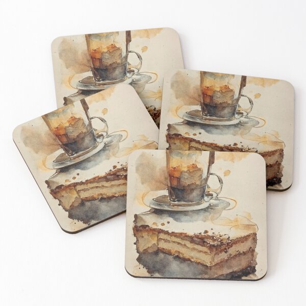 Artikelvorschau, Coffee and Cake Coffee Shop Watercolor entworfen und verkauft von deificusArt.