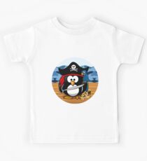 Pirate Penguin with Treasure Chest Kids Tee